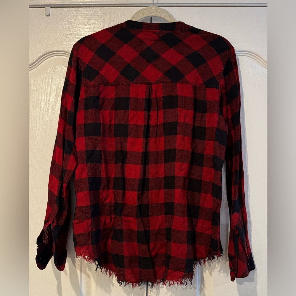 Rails Redding Red and Black Plaid Linen Blend Top - Size S - Picture 4 of 5